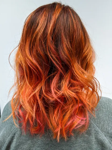 Orange pink balayage